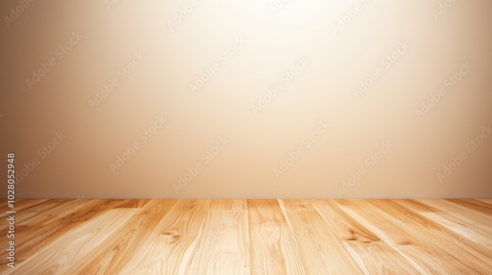 Wooden floor with a wall in the background. The wall is white and the floor is brown Wooden floor with a wall in the background. The wall is white and the floor is brown