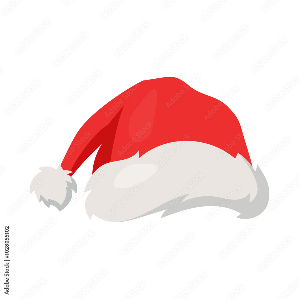 Cartoon vector red Santa hat for holiday celebrating isolated on white background. Cartoon vector red Santa hat for holiday celebrating isolated on white background.