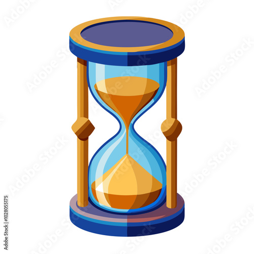 Hourglass Time Icon: A vibrant, cartoon-style hourglass with flowing sand, symbolizing the passage of time, deadlines, and the importance of making the most of every moment.