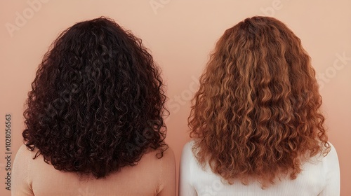 Hair transformation using honey on curly hair, featuring dry, frizzy locks in the before image, and after with shiny, soft, and defined curls photo