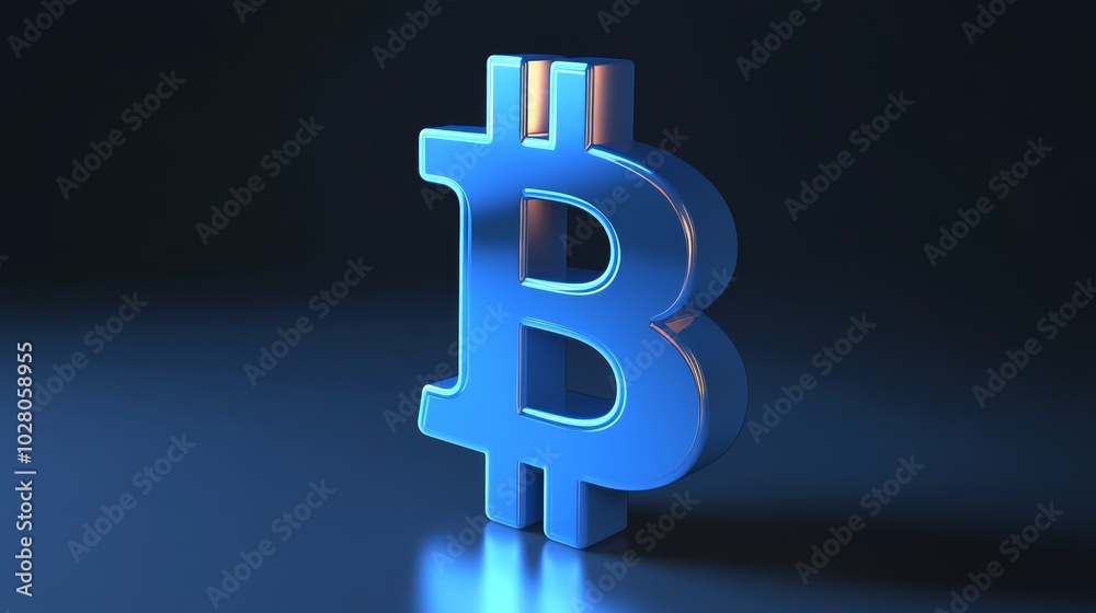 A futuristic digital depiction of a glowing Bitcoin symbol in neon blue, representing cryptocurrency and blockchain technology concepts for finance, digital economy, technological innovation themes A futuristic digital depiction of a glowing Bitcoin symbol in neon blue, representing cryptocurrency and blockchain technology concepts for finance, digital economy, technological innovation themes