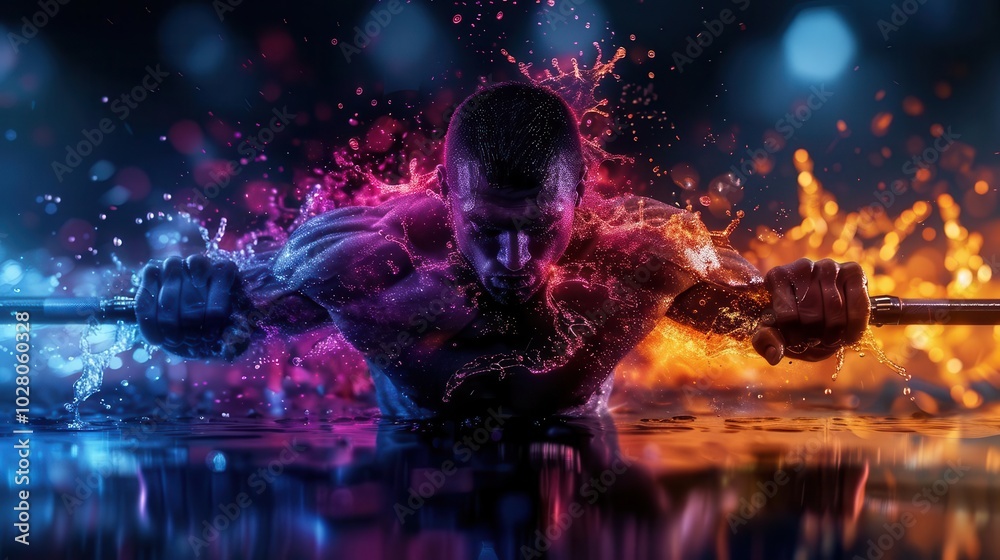 Fitness Training, dynamic action, vibrant colors, gym setting, energetic Fitness Training, dynamic action, vibrant colors, gym setting, energetic