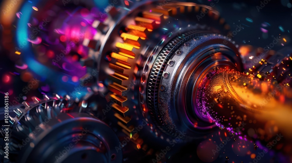 Industrial Machinery, vibrant colors, dynamic scenes, detailed, modern Industrial Machinery, vibrant colors, dynamic scenes, detailed, modern