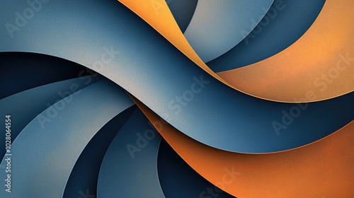 Abstract wave pattern in blue and orange tones, creating a modern and dynamic visual effect for backgrounds or design projects. photo