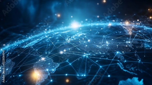 Digital Network Representation of Earth with Interconnected Nodes and Lines