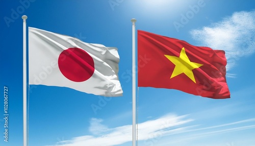 日本の国旗とベトナムの国旗(Japan flag & Viet Nam flag.)
 photo