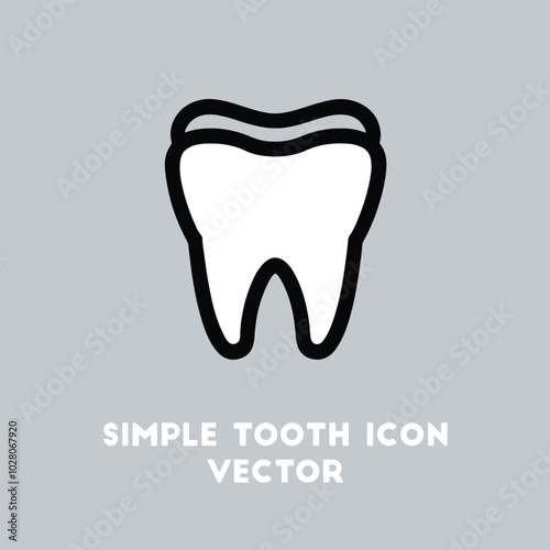 Simple White Tooth Icon with Black Outline