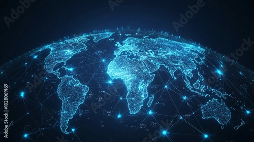 A Glowing Digital Representation of the Earth with Interconnected Lines
