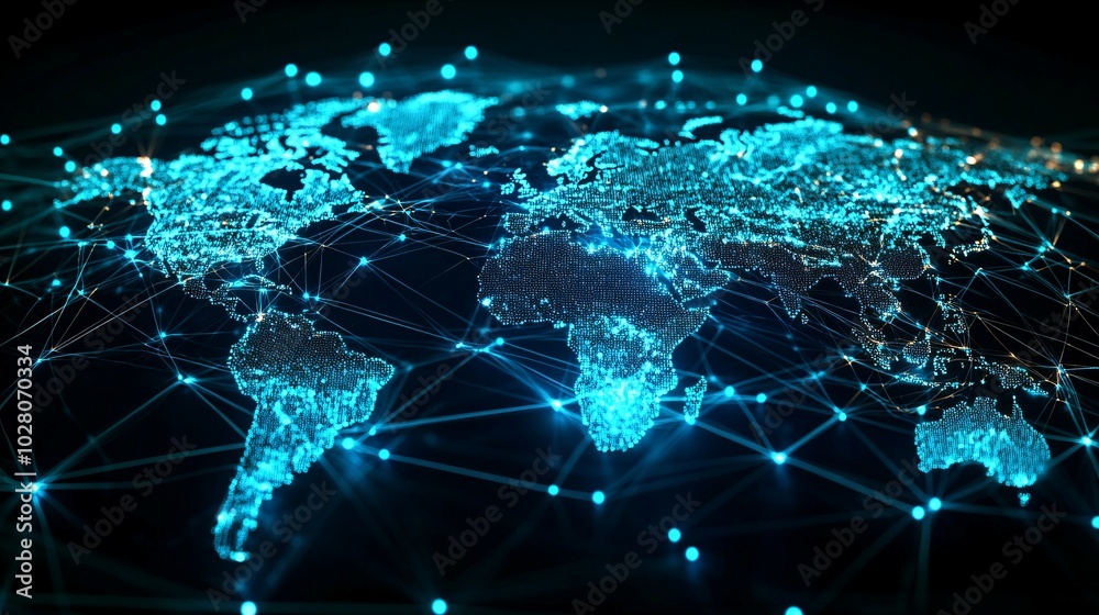 Fototapeta premium A Futuristic Digital Representation of Earth with Interconnected Nodes