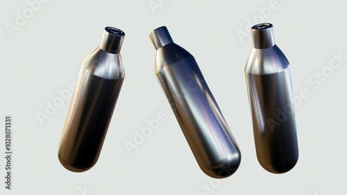 Fotografie Whippets, also known as nitrous oxide chargers or nitrous oxide canisters, are small, metal cylinders containing nitrous oxide gas; 3d rendering