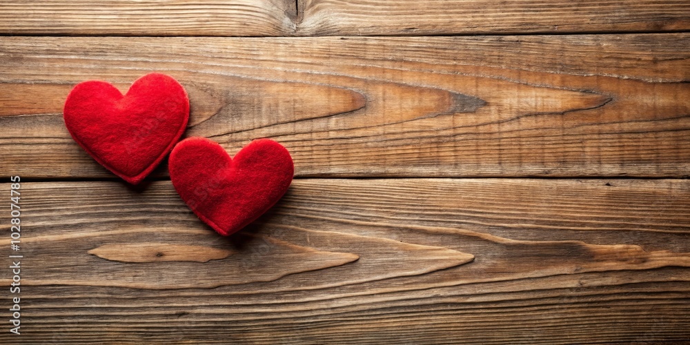 Red hearts nestled on weathered wood, a simple yet enduring symbol of love and affection. Red hearts nestled on weathered wood, a simple yet enduring symbol of love and affection.