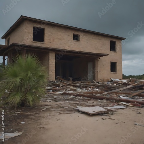 Hurricane Damaged City Generative AI
