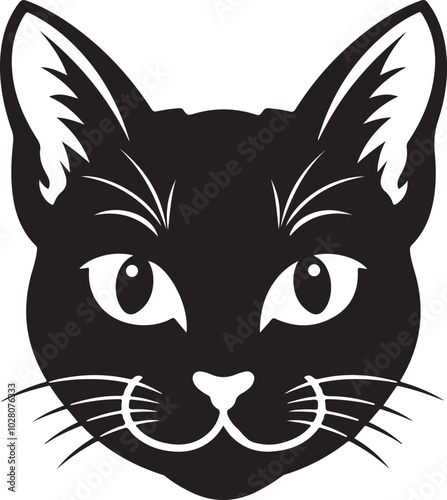  Cats Icon Vector Black and White Color. Black Cat Sitting On White Background Vector Illustration