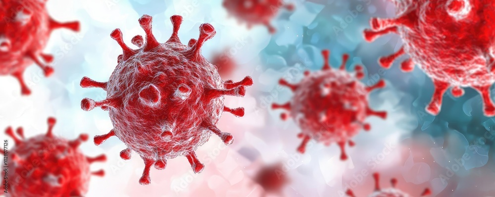 Colorful virus particles on a soft background, representing infectious diseases. Colorful virus particles on a soft background, representing infectious diseases.