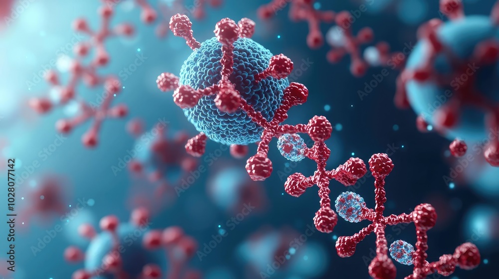 3D molecular structure with vibrant colors on a soft-focus background. 3D molecular structure with vibrant colors on a soft-focus background.