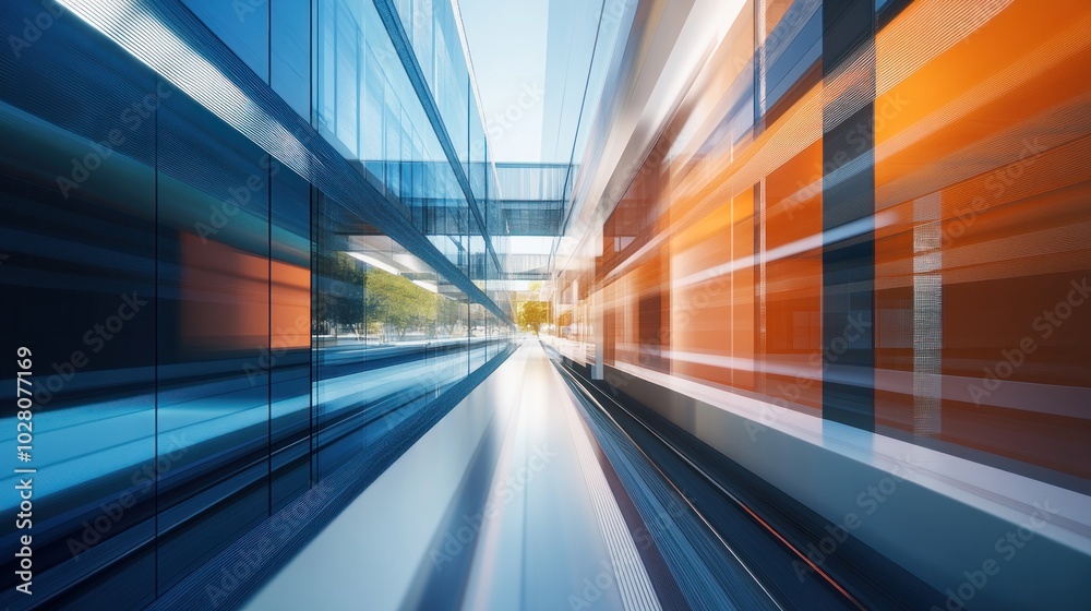 Fototapeta premium Modern Building Architecture with Motion Blur
