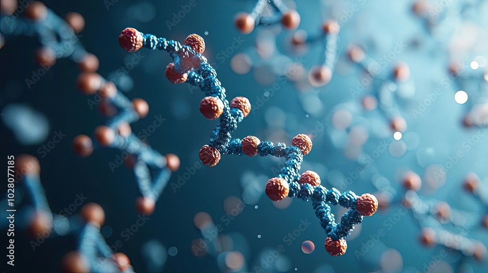 3D illustration of molecular structures in vibrant colors on a dark background. 3D illustration of molecular structures in vibrant colors on a dark background.