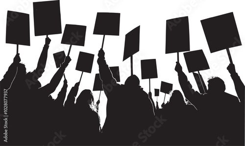 A group of people exercising their constitutional right to assemble. Protestors carrying signs in support of a cause.