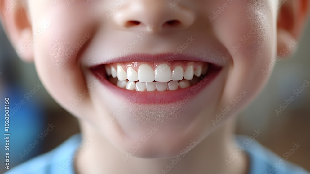 Close-up of a Child's Smiling Mouth Showing White Teeth Close-up of a Child's Smiling Mouth Showing White Teeth