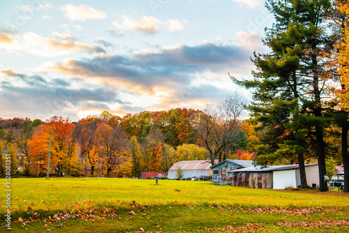 Coaticook, Canada - Oct. 12 2024:  Colorful autumn season Coaticook photo