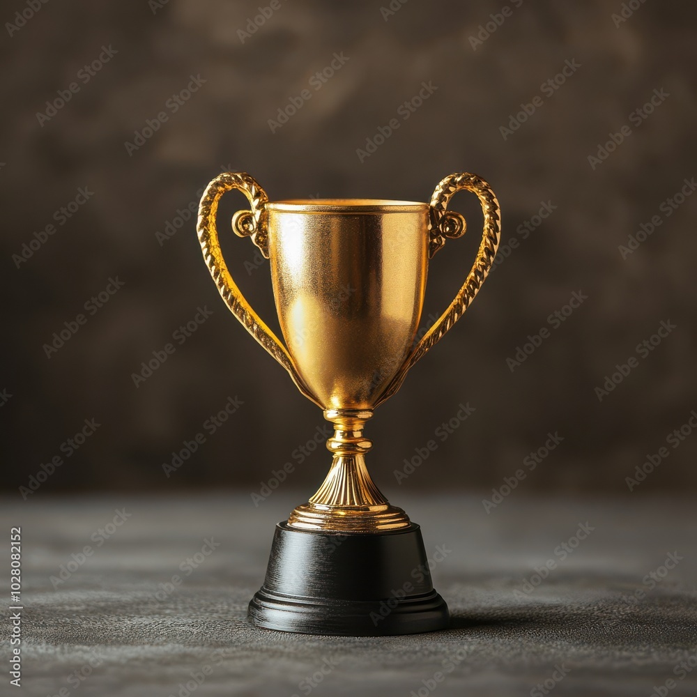 Gold trophy award on a dark background for celebrations and achievements.