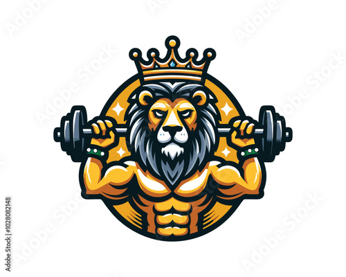 Gym Lion Logo Design Vector Template. Lion Head Logo Icon Vector Illustration