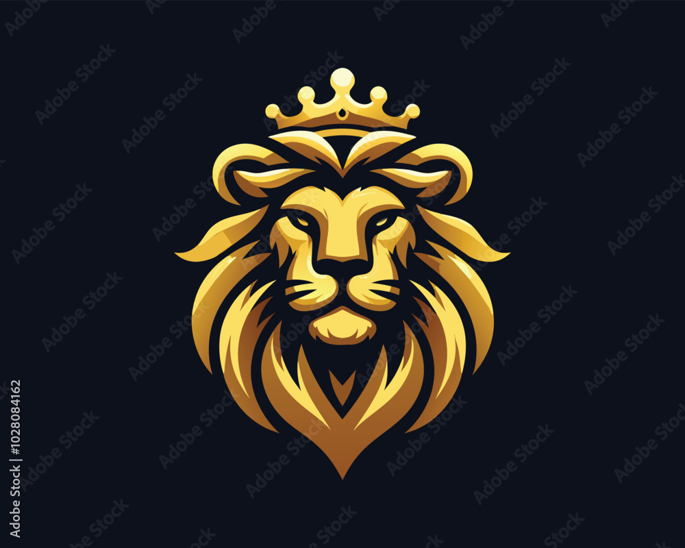 Fototapeta premium King Lion Head Logo Icon Vector illustration