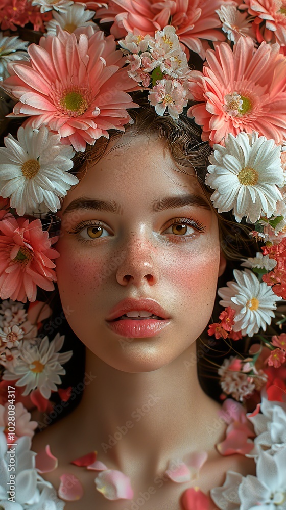 Beautiful Woman Surrounded by Flowers - Portrait Photography Beautiful Woman Surrounded by Flowers - Portrait Photography