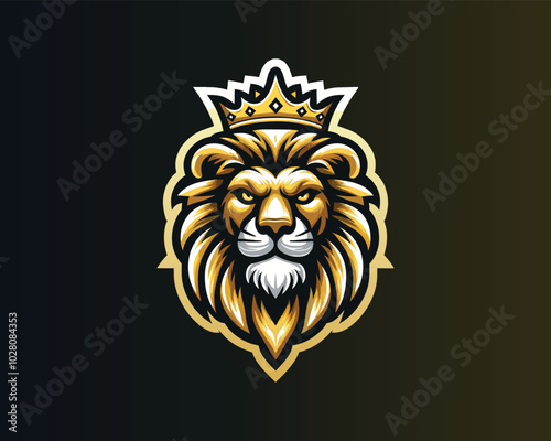 King Lion Head Logo Icon Vector illustration