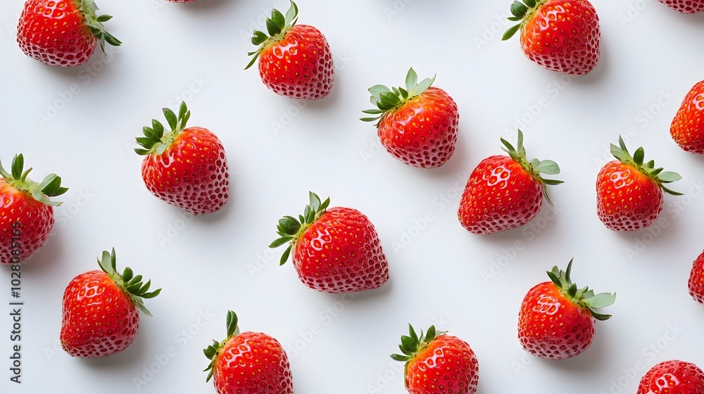 Delicious fresh red strawberries on white background, top view. Delicious fresh red strawberries on white background, top view.