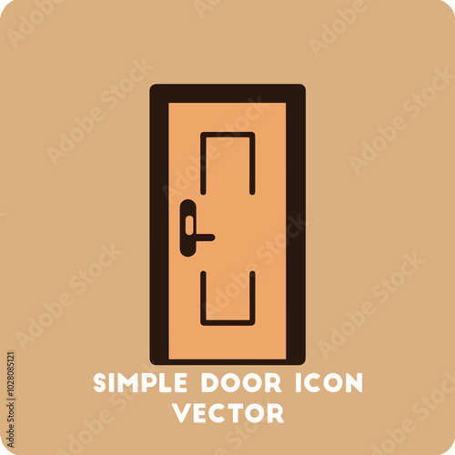 Simple Line Art Illustration of a Closed Door