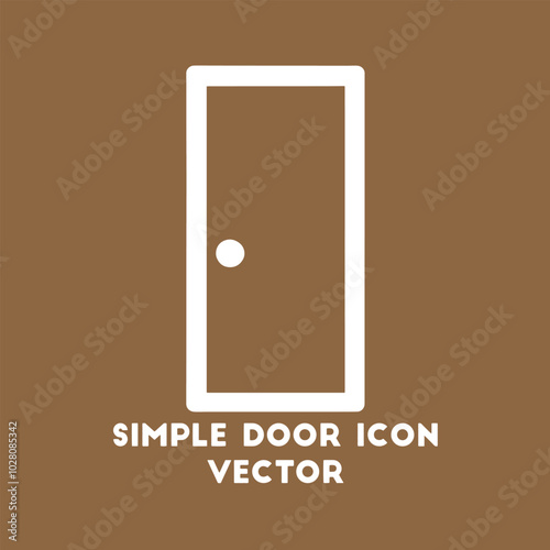 Simple Vector Icon of a Closed Wooden Door with a Knob
