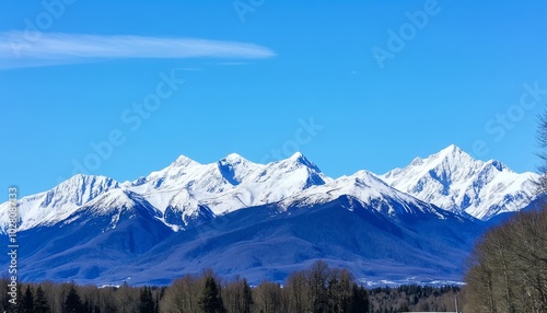 Snow-Capped Mountains and Blue Sky