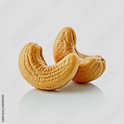 Cashew nuts isolated on white background with reflection. 3d illustration