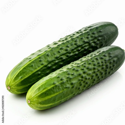 Cucumbers on a white background. Isolation, shallow DOF.