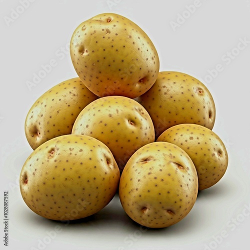 Potatoes isolated on a white background. 3d render illustration.