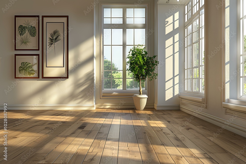 Fototapeta premium A potted plant sitting on top of a wooden floor