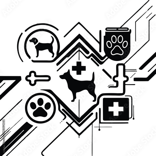 Set Icons about dogs and vet Vector illustration logo concept design