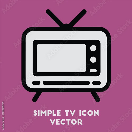 Simple black and white outline icon of a vintage television with antennas