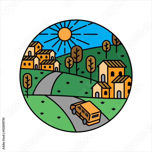 natural scenery in the frame illustration