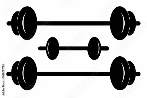 barbell icon, dumbbell silhouette vector	
