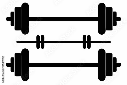 barbell icon, dumbbell silhouette vector	
