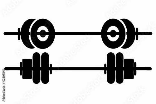 barbell icon, dumbbell silhouette vector	
