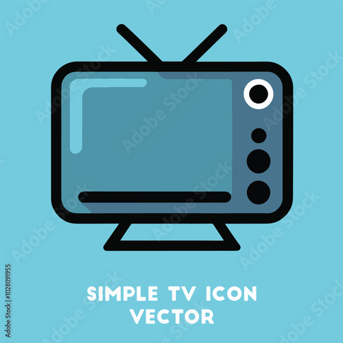 Simple Outline Illustration of a Vintage Television Set