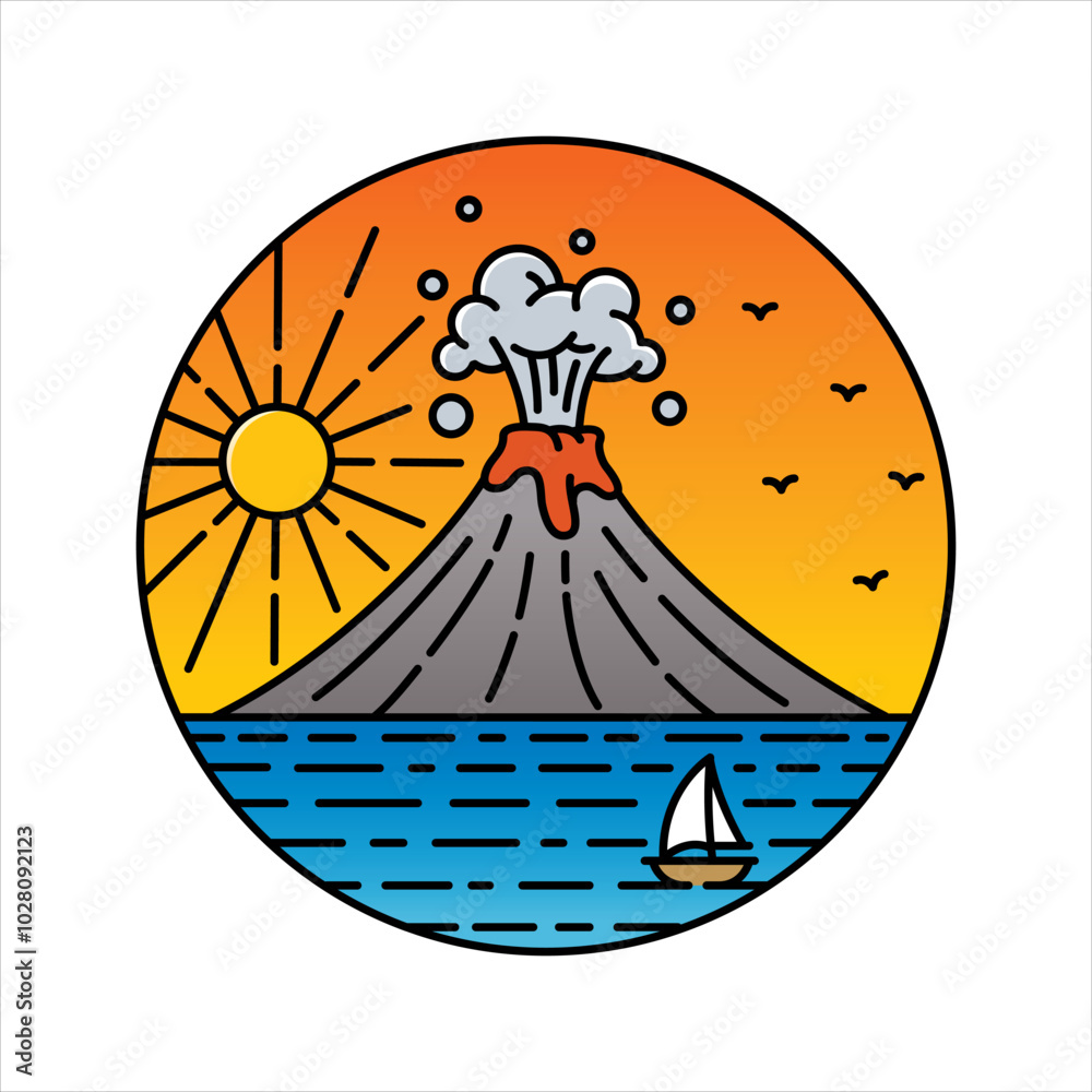natural scenery in the frame illustration natural scenery in the frame illustration