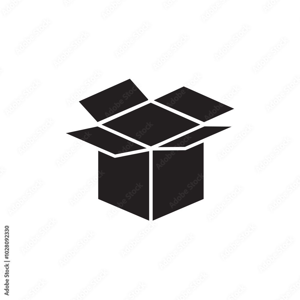 Open parcel box vector icon, Packaging cardboard box simple illustration on white background..eps Open parcel box vector icon, Packaging cardboard box simple illustration on white background..eps