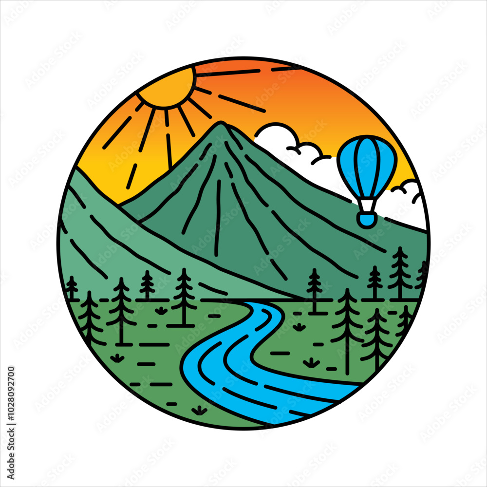 natural scenery in the frame illustration natural scenery in the frame illustration