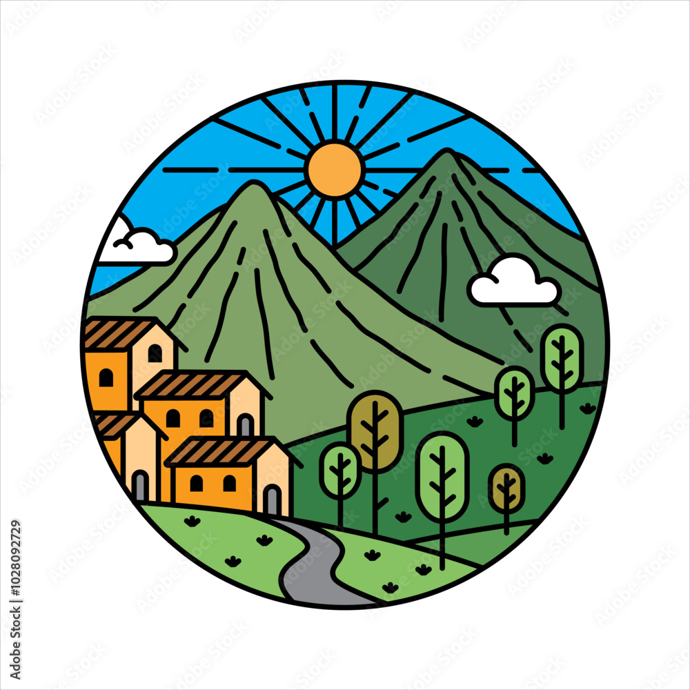 natural scenery in the frame illustration natural scenery in the frame illustration