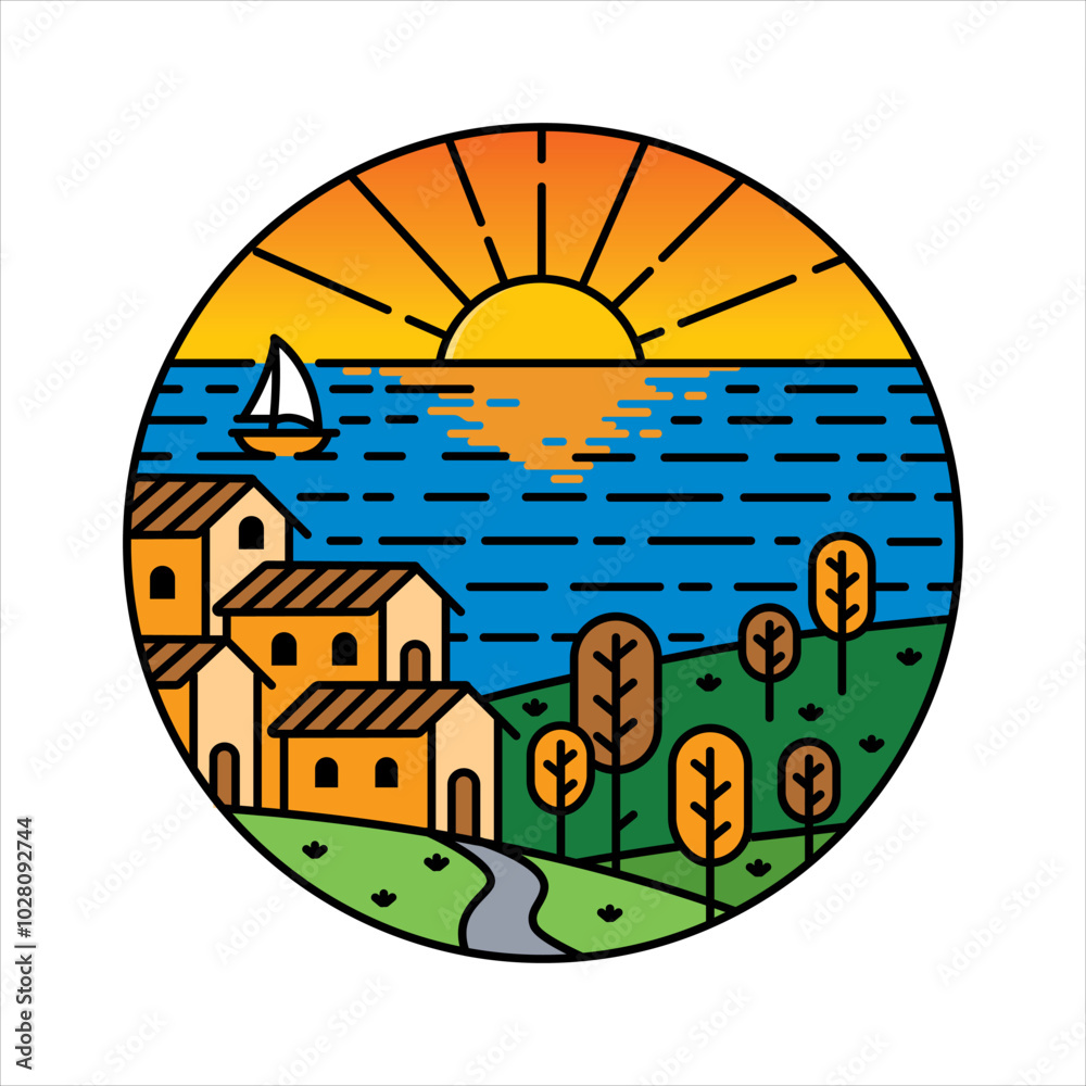 natural scenery in the frame illustration natural scenery in the frame illustration