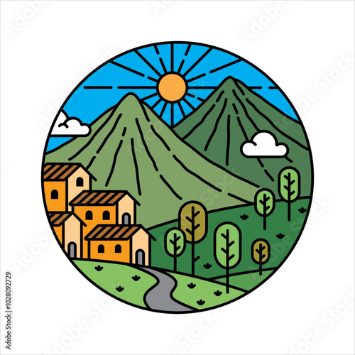 natural scenery in the frame illustration
